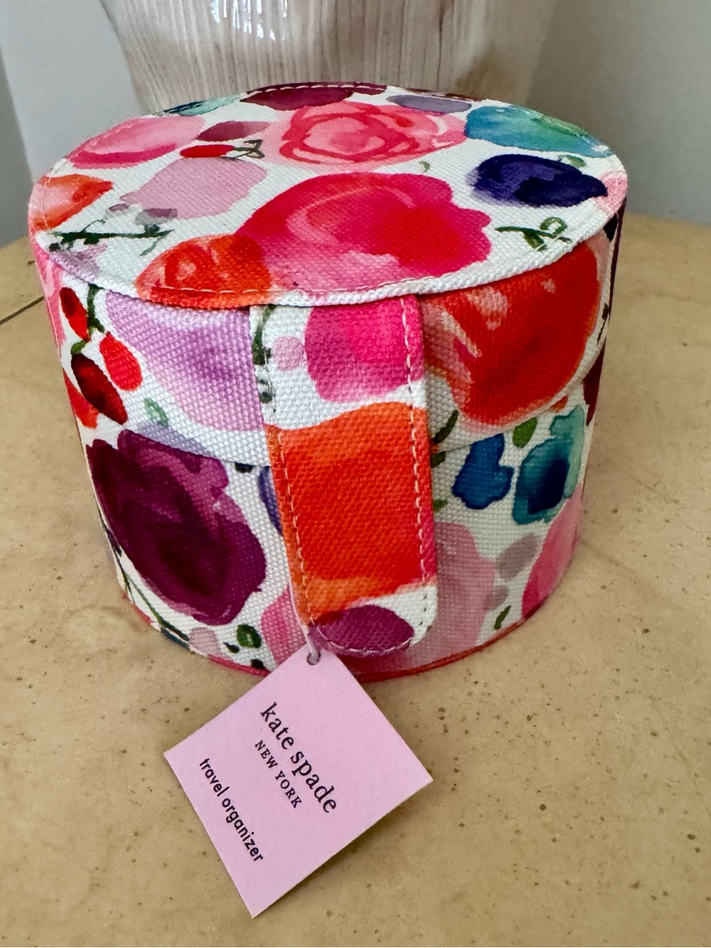 kate spade Pink Multi Floral Round Travel Jewelry Organizer NWT